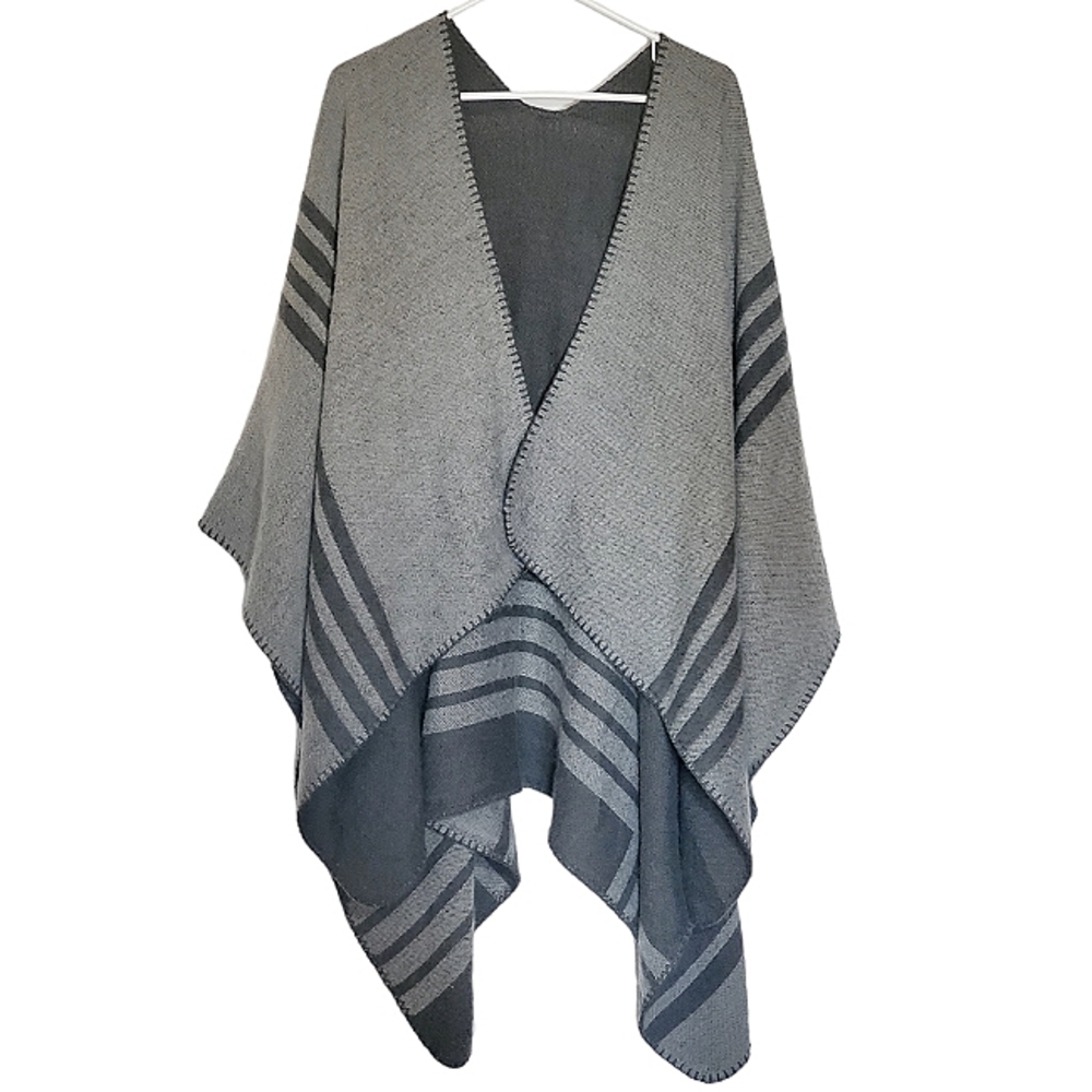 BB Dakota Reversible Poncho Cape Shawl Gray Size OSFM